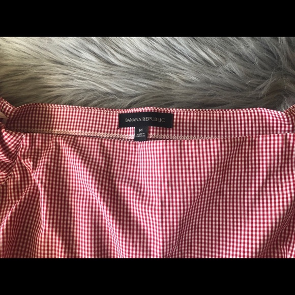 Banana Republic Off Shoulder Gingham Poplin Top M - Picture 4 of 4